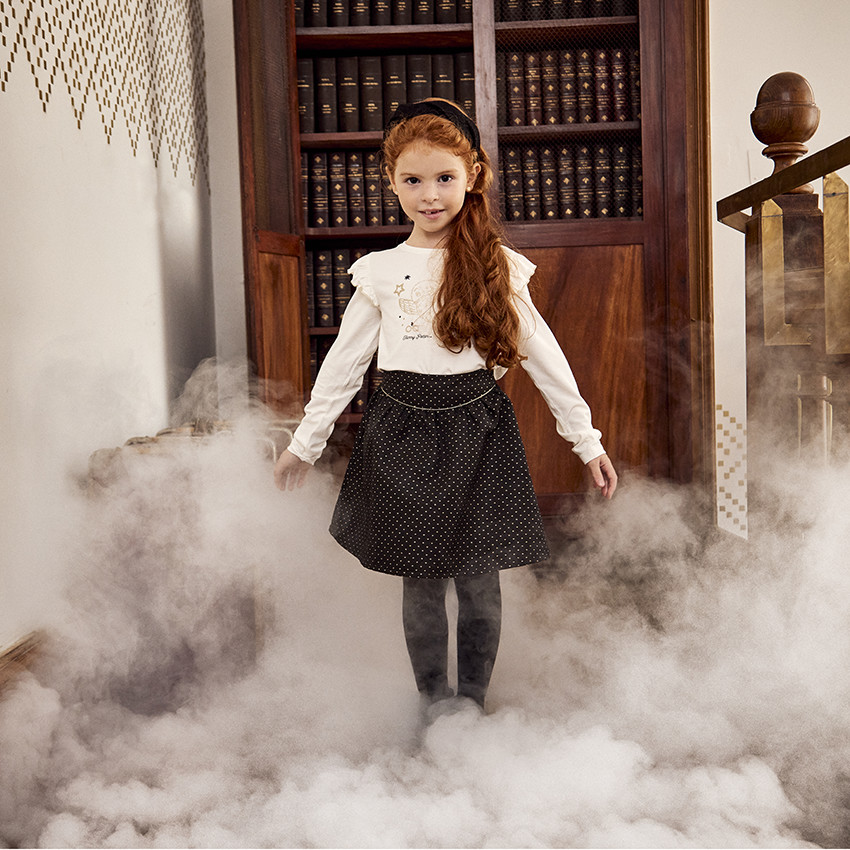 Falda de jacquard con estampado de estrellas lurex para niña 