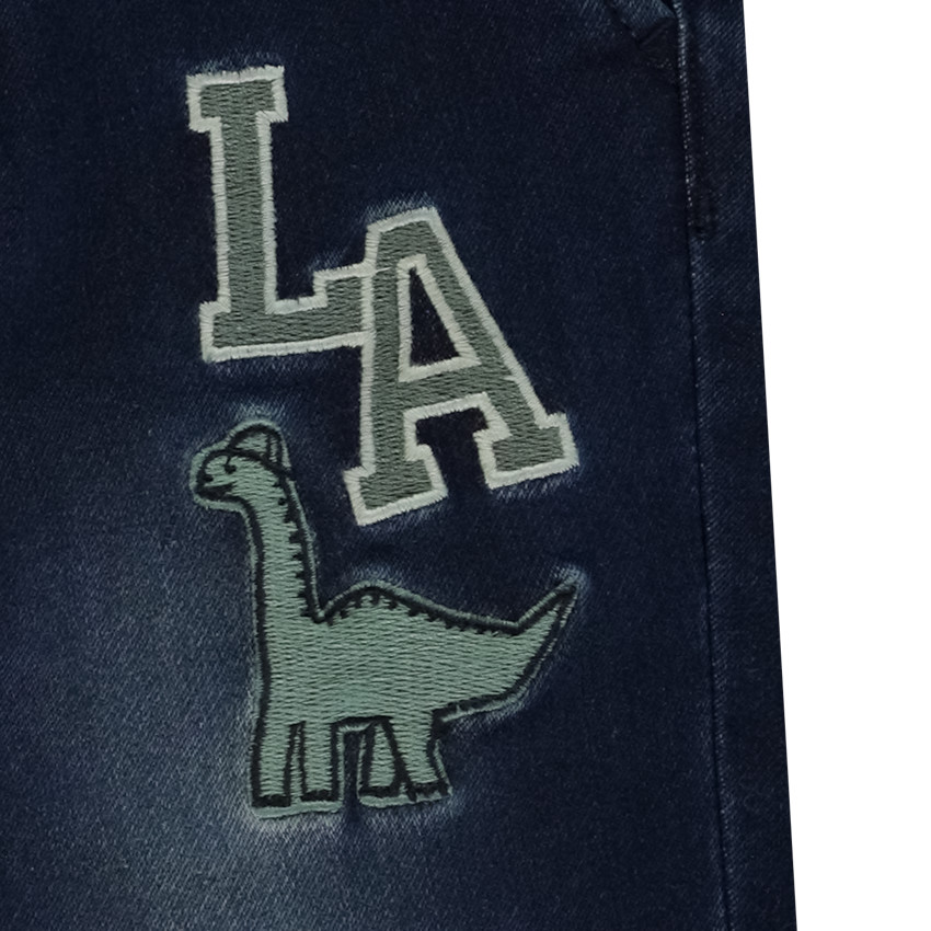 Pantalón jogger efecto denim con parche bordado de dinosaurio para bebé niño 