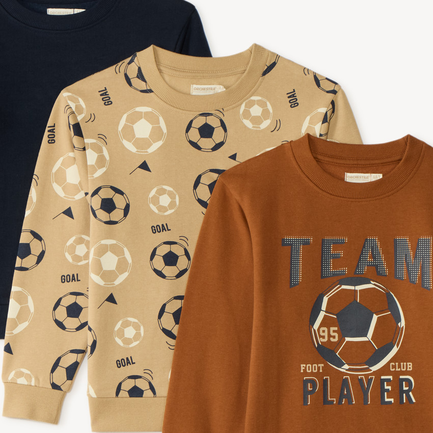 Lote de 3 sudaderas para niño con estampado de fútbol 