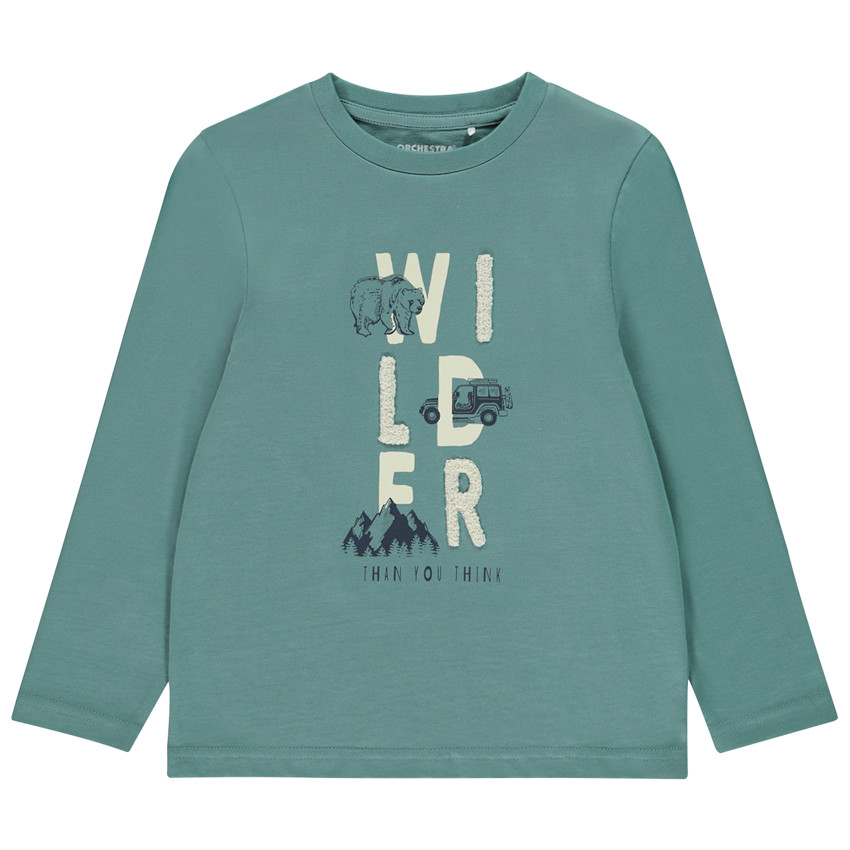 Camiseta de manga larga con parches de rizo para niño 