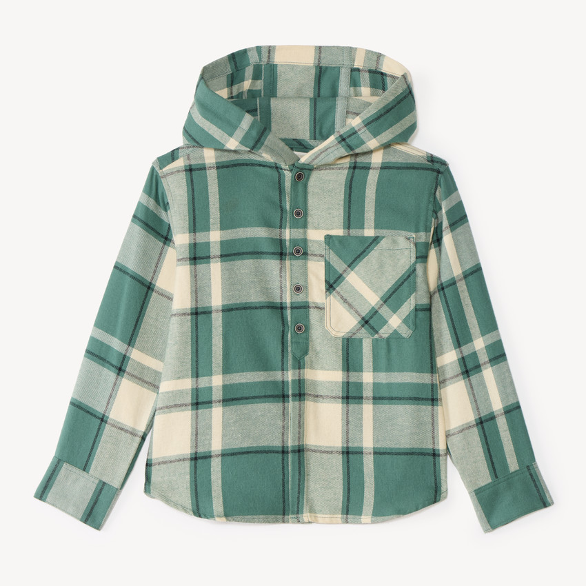 Camisa de cuadros para niño con capucha. 