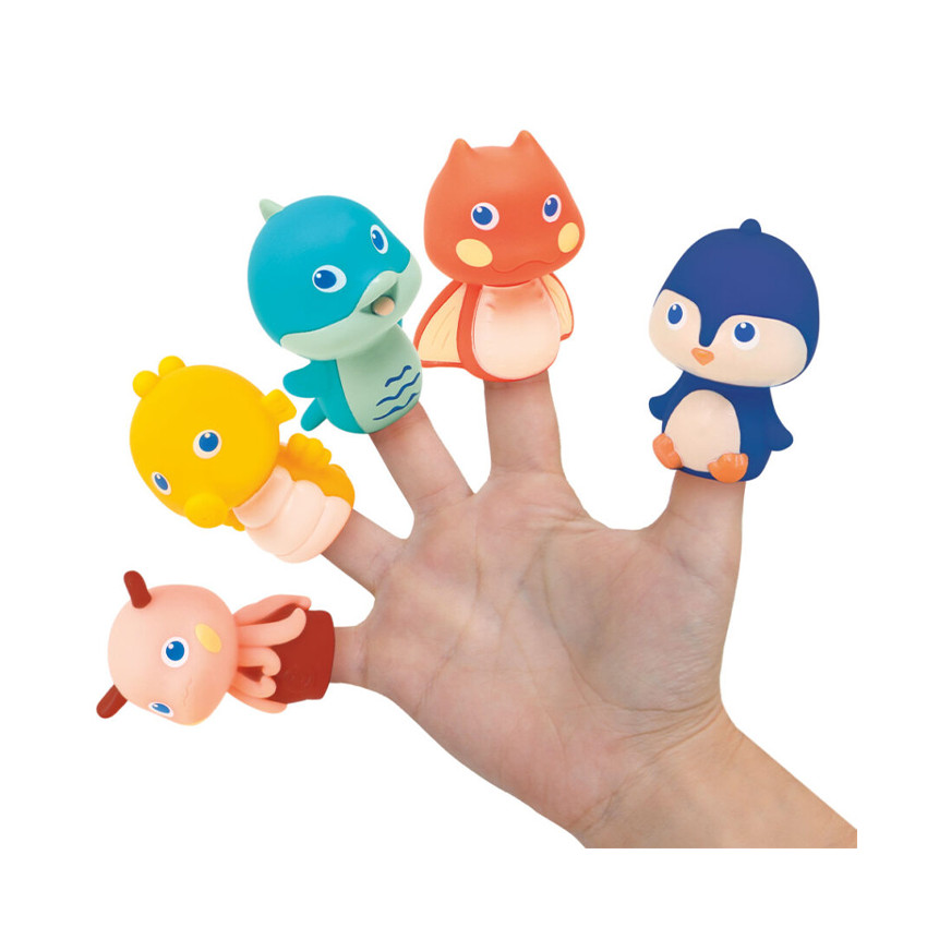 Libro de baño con 5 marionetas de animales marinos 