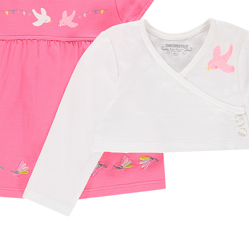 Conjunto de túnica, bolero con print y leggings cortos estampados 