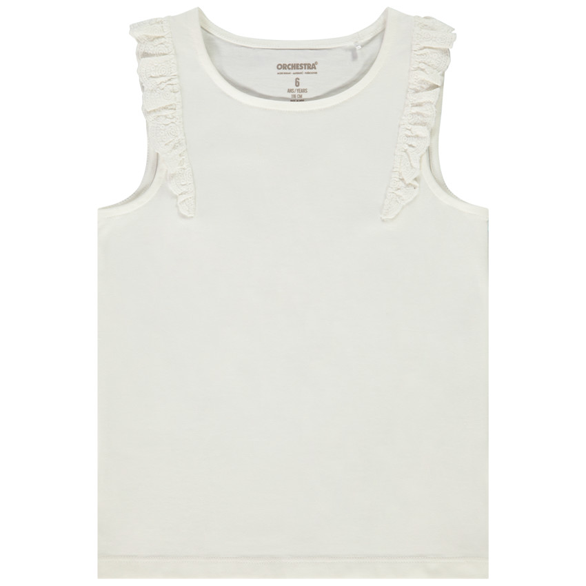 Top con volantes de bordado inglés para niña 