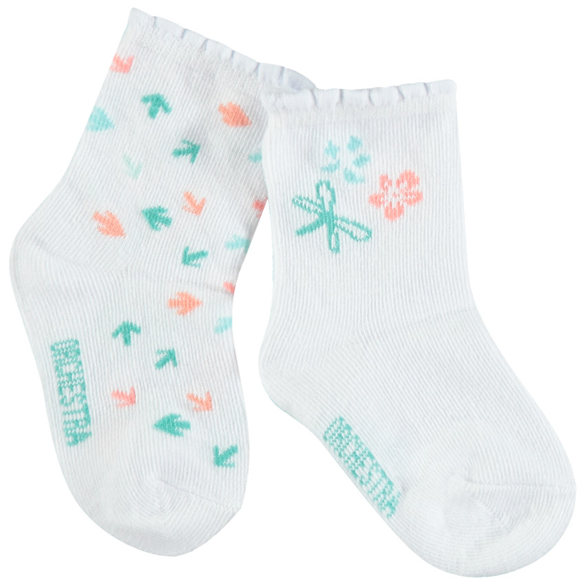 Pack de 2 pares de calcetines de algodón con estampados para bebé niña  Additional Pack de 2 pares de calcetines de algodón con estampados para bebé niña