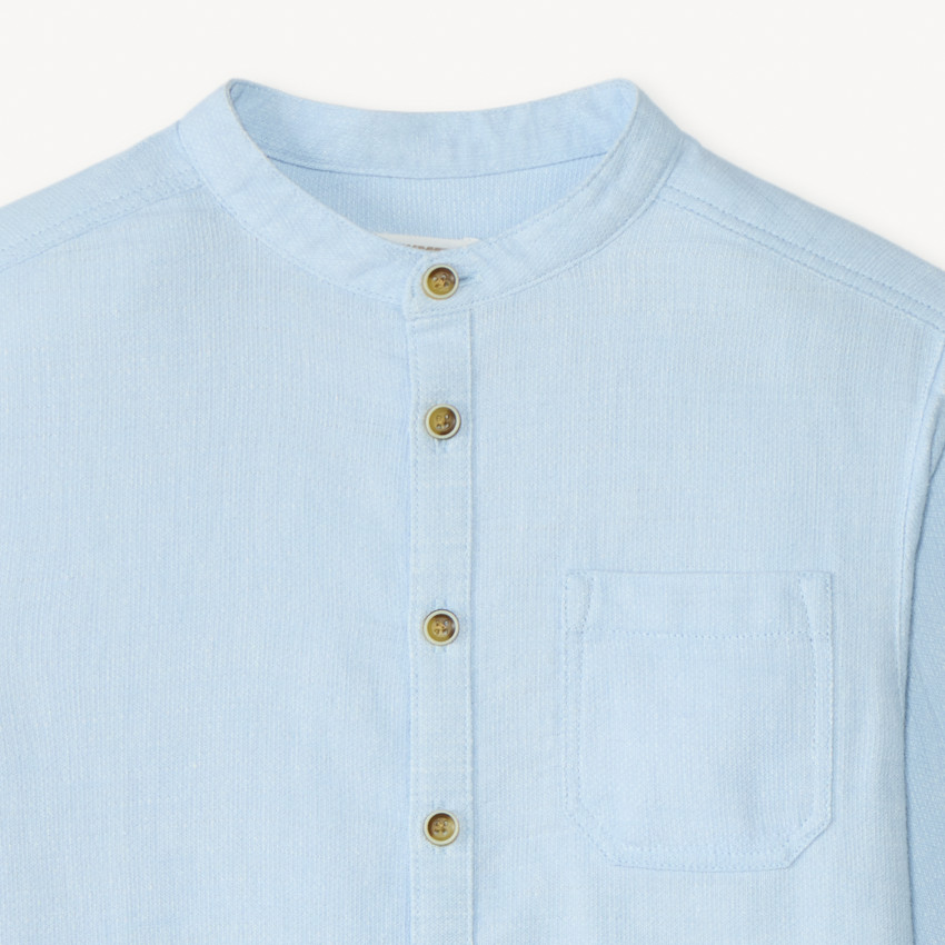 Camisa de manga larga con cuello mao para niño 