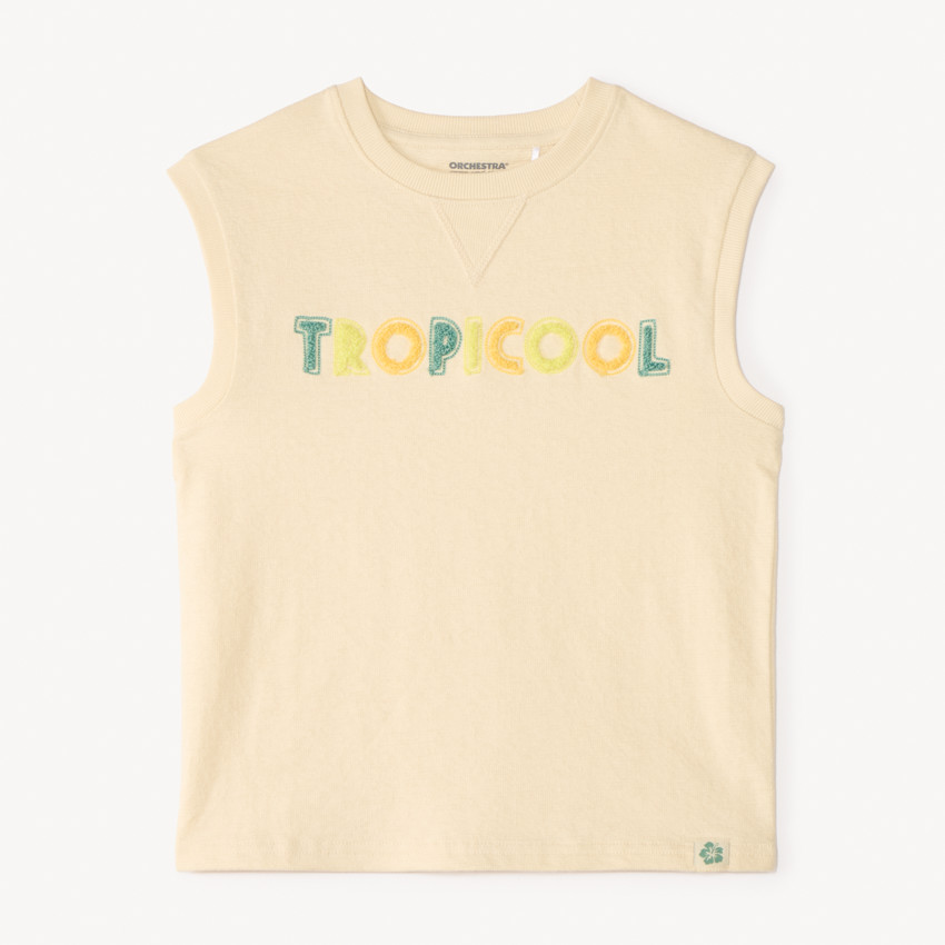 Camiseta sin mangas de jersey con bordado tipo rizo para niño 