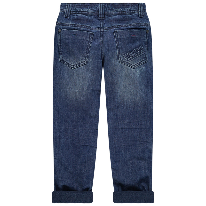 Vaqueros de efecto desgastado con forro de micropolar y juego de pespuntes.  Additional Vaqueros de efecto desgastado con forro de micropolar y juego de pespuntes.