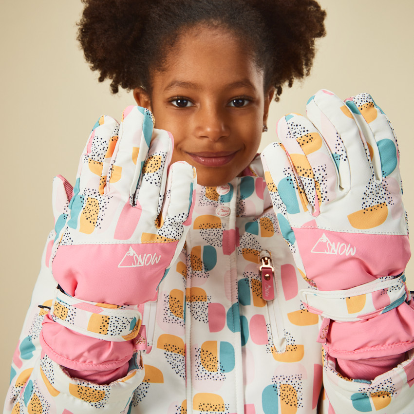 Gants de ski imprimé graphique fille 
