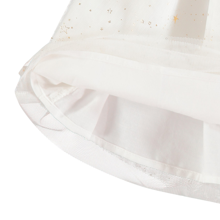 Jupe volantée à étoiles en foil doré  