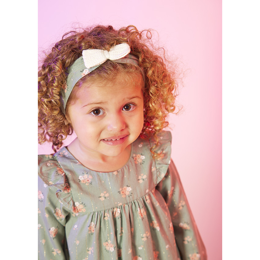 Diadema de punto con nudo y hilos de lúrex para bebé niña 