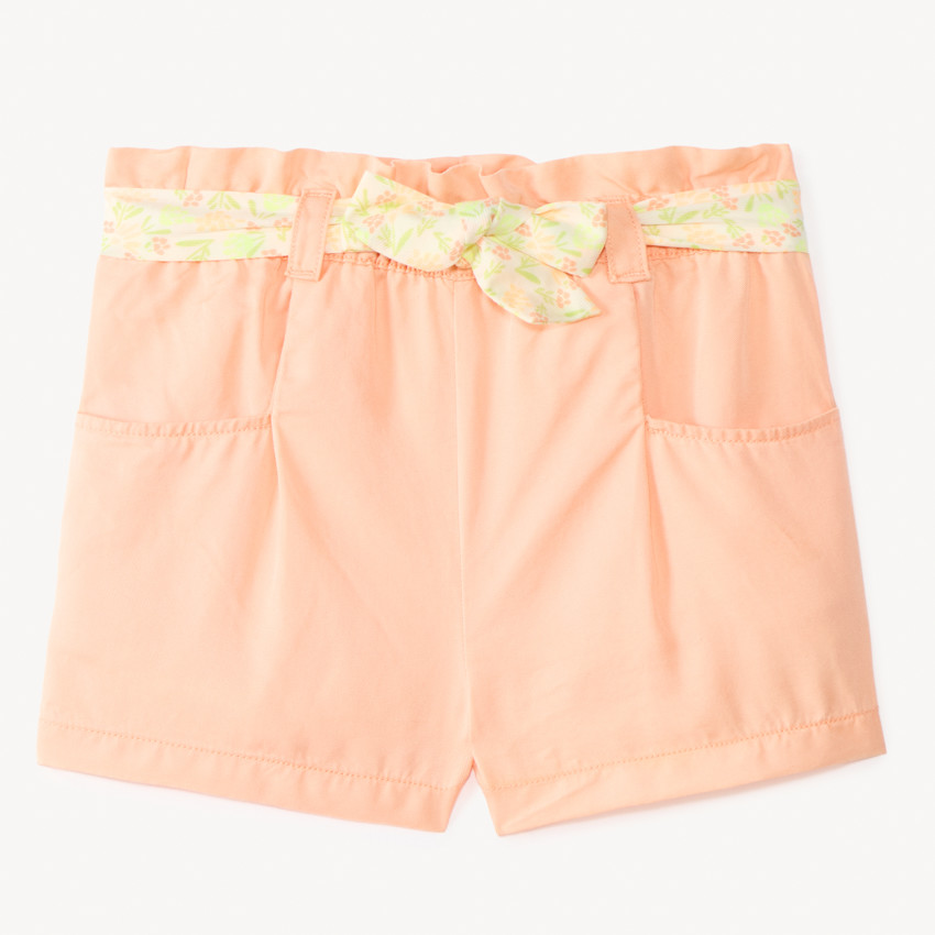 Short con cinturilla anudada de estampado floral para niña bebé 