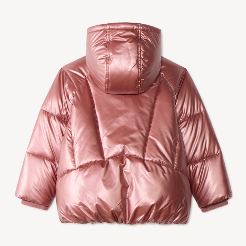 Chaqueta acolchada con capucha para niña, ideal para climas fríos. 