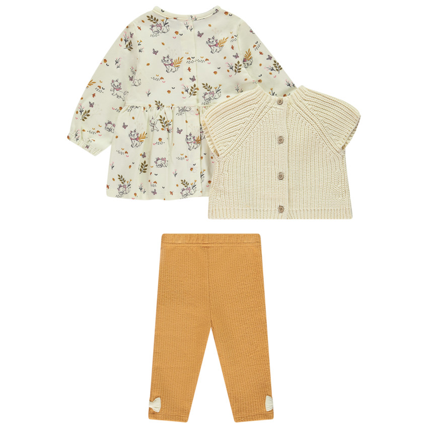 Conjunto 3 piezas con vestido estampado de Marie Disney para bebé niña 