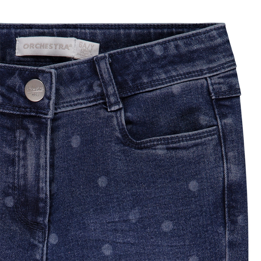 Jeans slim de denim con lunares para niña 