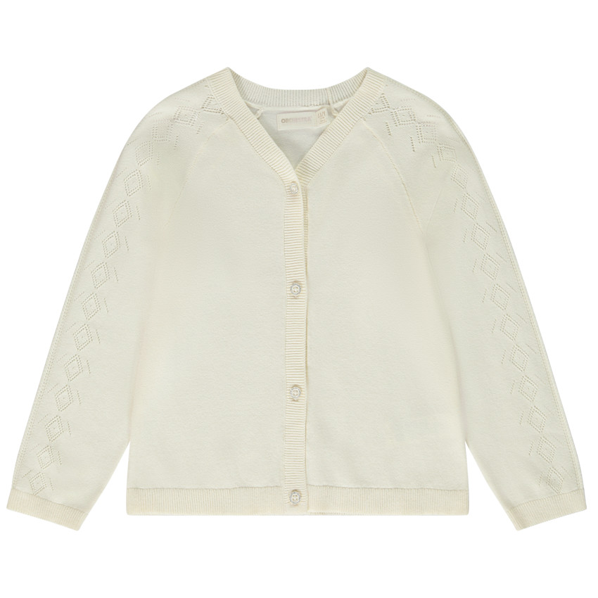 Gilet mangas raglán de punto calado niña 