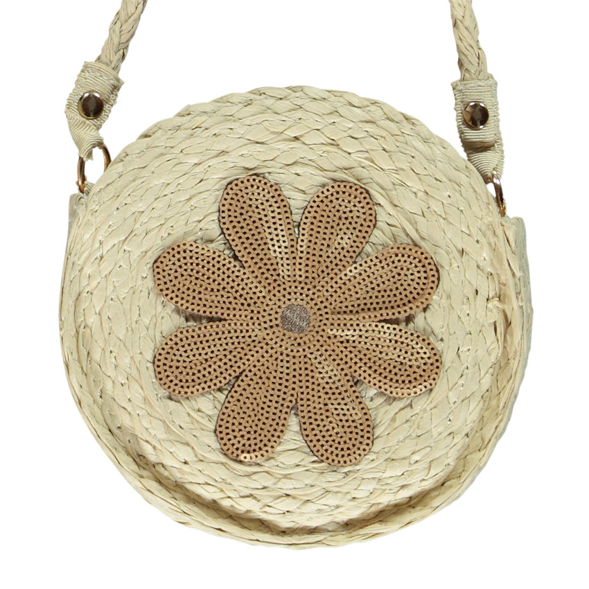 Bolso bandolera efecto trenzado con flor de lentejuelas para niña 