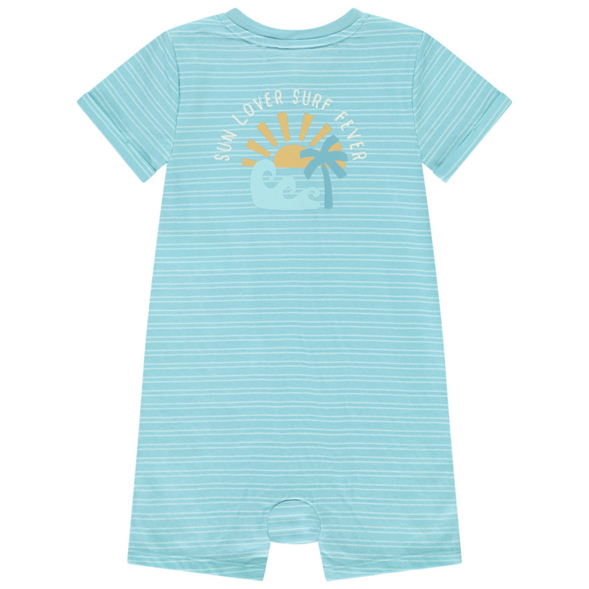 Pelele corto de rayas y estampado para bebé niño 