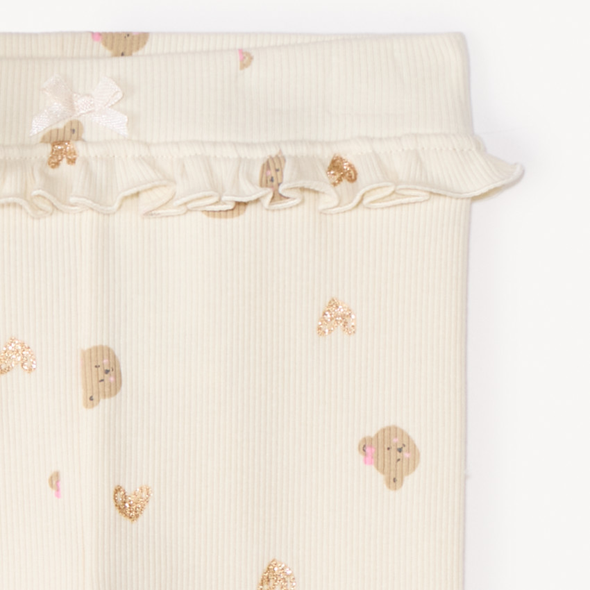 Caleçon côtelé et imprimé à paillettes pour bébé fille 