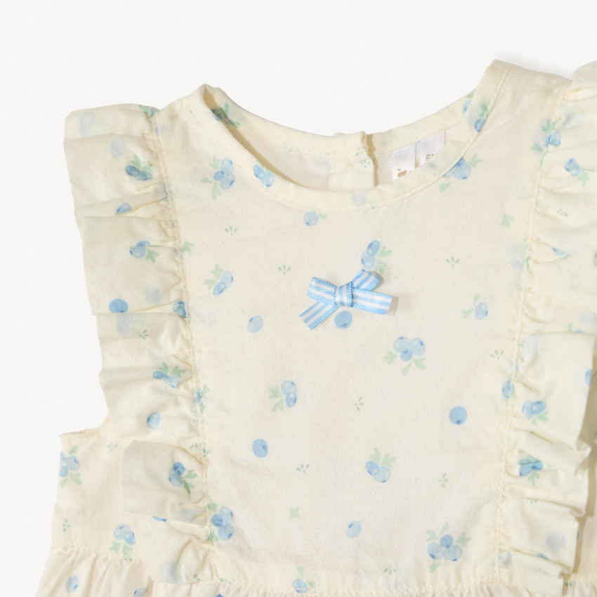 Mono corto impreso de arándanos para niña bebé 