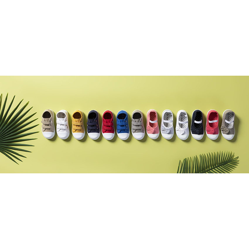 Zapatos rosas de lona con lazo y tirante elástico del 24 al 35 