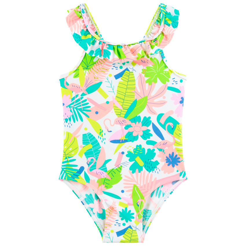 Maillot de bain 1 pièce imprimé tropical pour bébé fille Main Maillot de bain 1 pièce imprimé tropical pour bébé fille