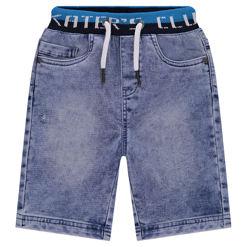 Bermudas vaqueras efecto desgastado con cintura elástica 