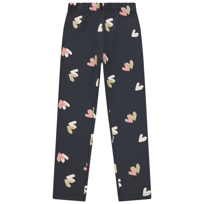 Pijama largo con estampado de corazones brillantes para niña 
