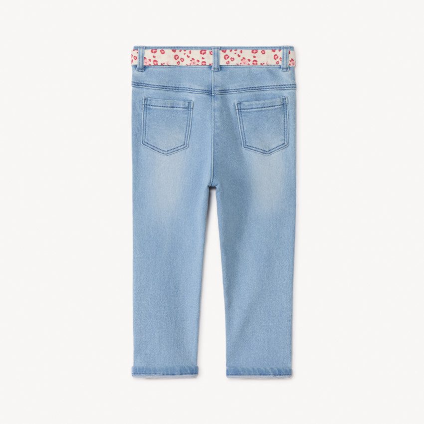 Jeans rectos con cinturón anudado para niña bebé 