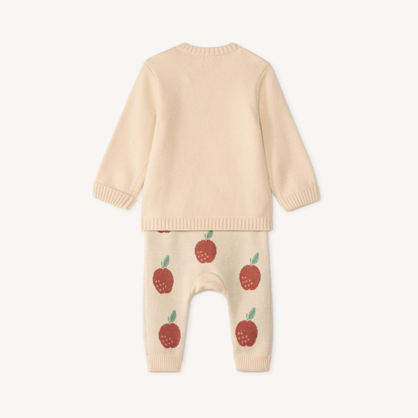 Conjunto de 2 piezas para bebé niña de punto con diseño de manzana. 