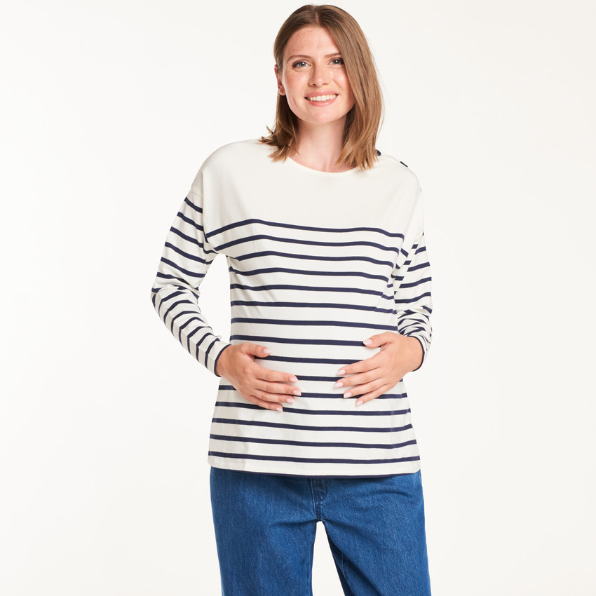 Camiseta marino de maternidad y lactancia con mangas largas 