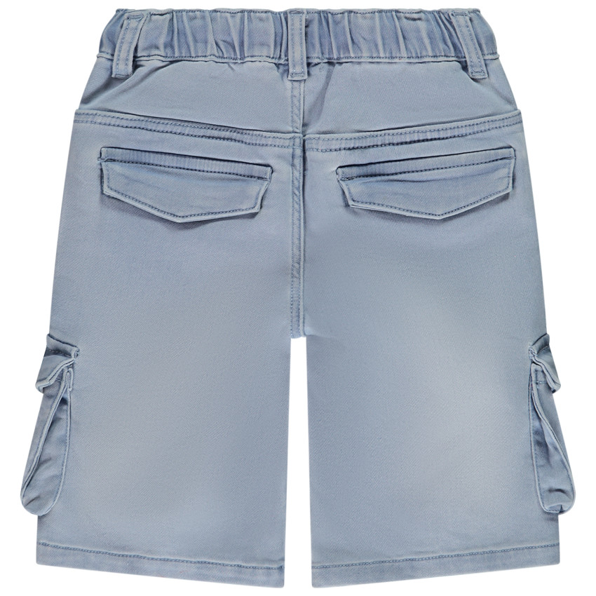 Bermuda efecto denim con bolsillos y embossing fantasía para niño 