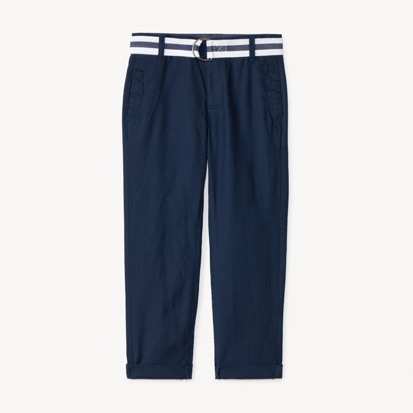 Pantalón recto de tela con cinturón para niño 