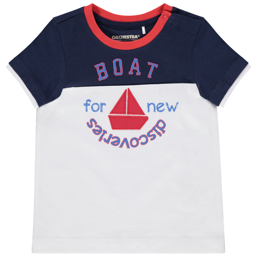 camiseta mangas cortas bicolor en algodon bio 