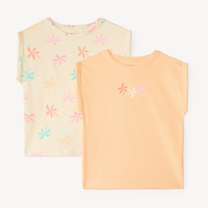 Lote de 2 camisetas de manga corta con forma de caja para niña 