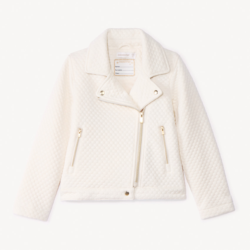 Chaqueta perfecto de felpa acolchada con forro de sherpa para niña 