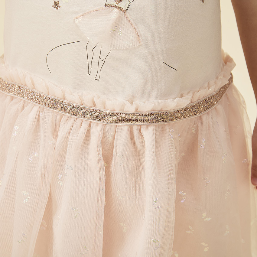 Vestido efecto 2 en 1 con tul estampado de mariposas para bebé niña  Additional Vestido efecto 2 en 1 con tul estampado de mariposas para bebé niña