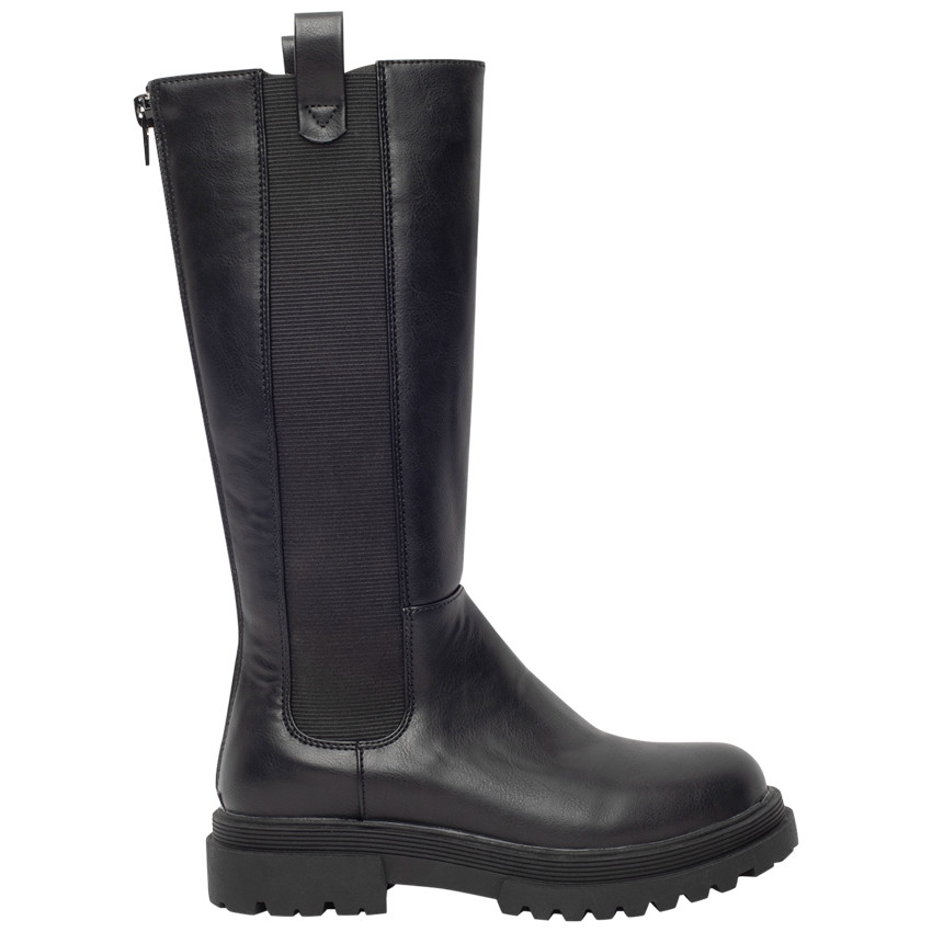 Botines negros de poliuretano con suela chunky para niña 