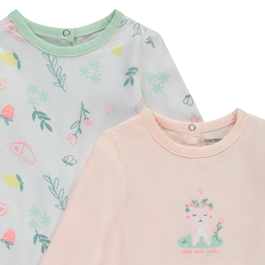 Pack de 4 peleles de jersey con estampado para bebé niña 