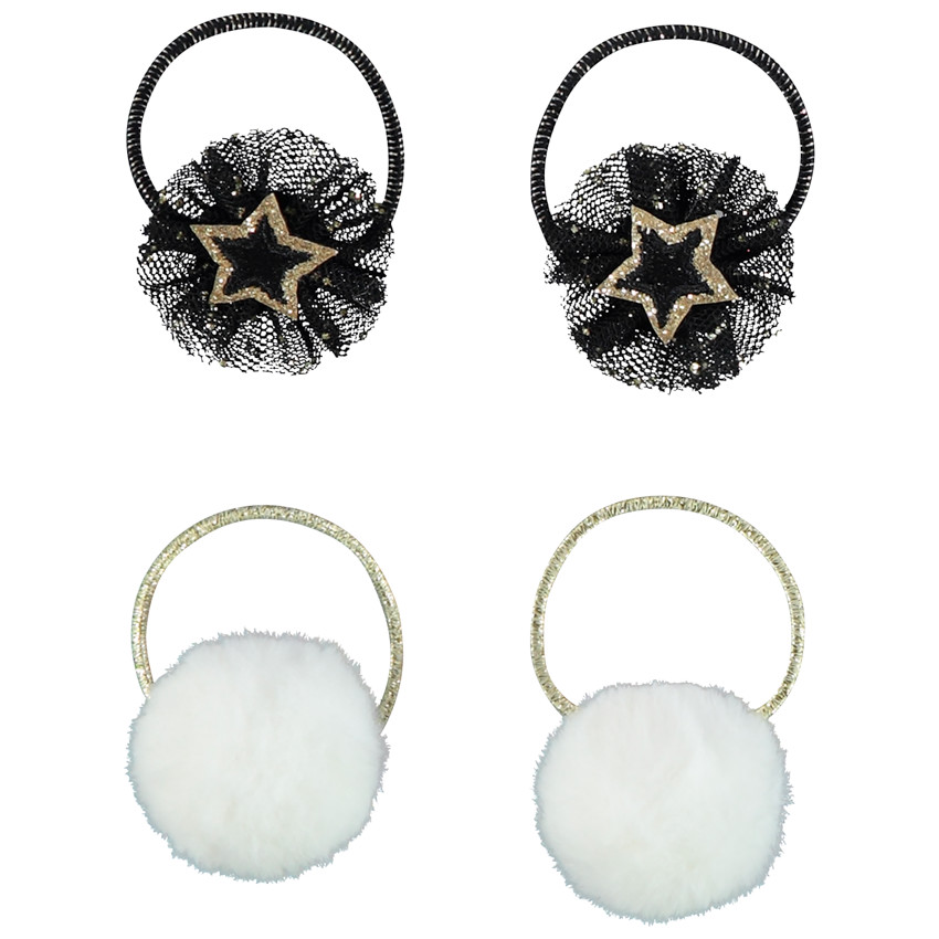 Pack de 4 gomas de pelo con purpurina para niña 