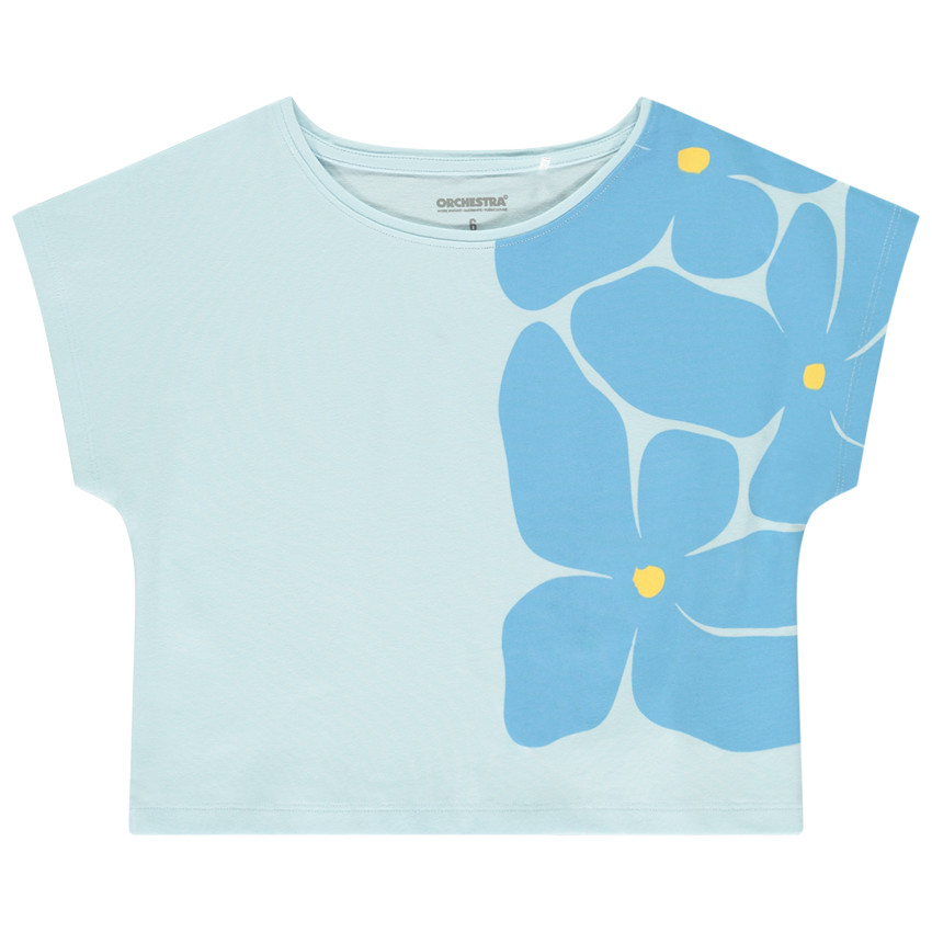 Camiseta de manga corta con corte boxy y estampado de flores para niña  Additional Camiseta de manga corta con corte boxy y estampado de flores para niña