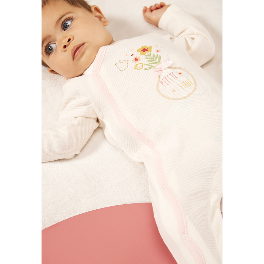 Lote de 2 peleles de efecto acanalado para bebé niña con diferentes aperturas según la edad. 