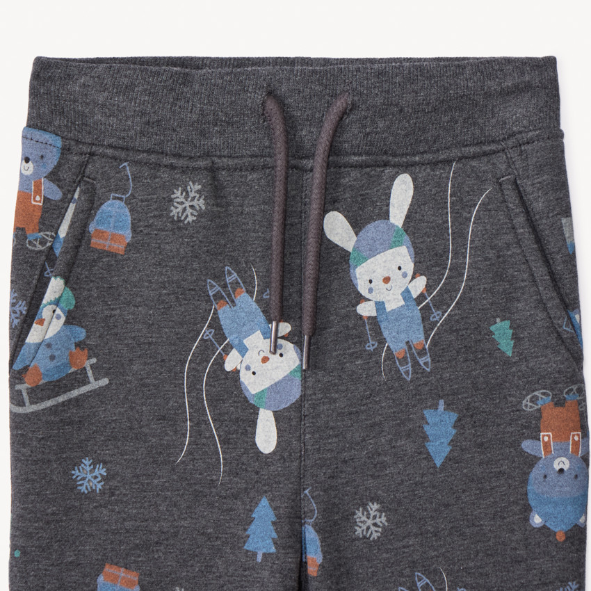 Conjunto de chándal de felpa con estampado de esquí para bebé niño 