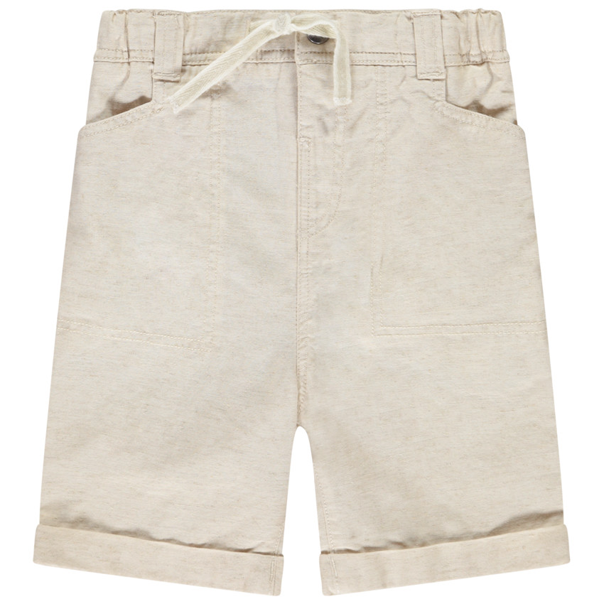 Bermuda de tela flameada unicolor para bebé niño 