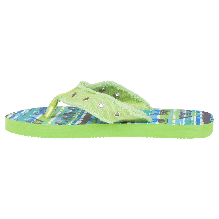 Tongs impresas gráficas con tira textil y ojales metálicos 