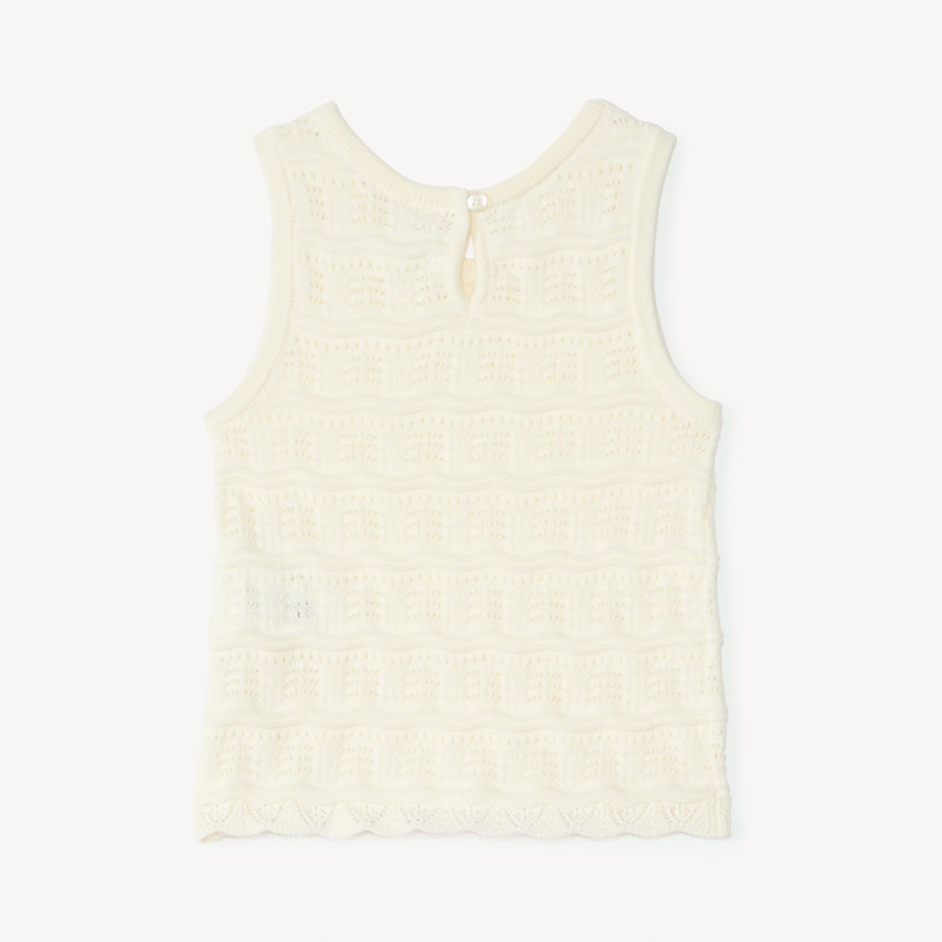 Camiseta sin mangas lisa de punto calado para niña bebé 