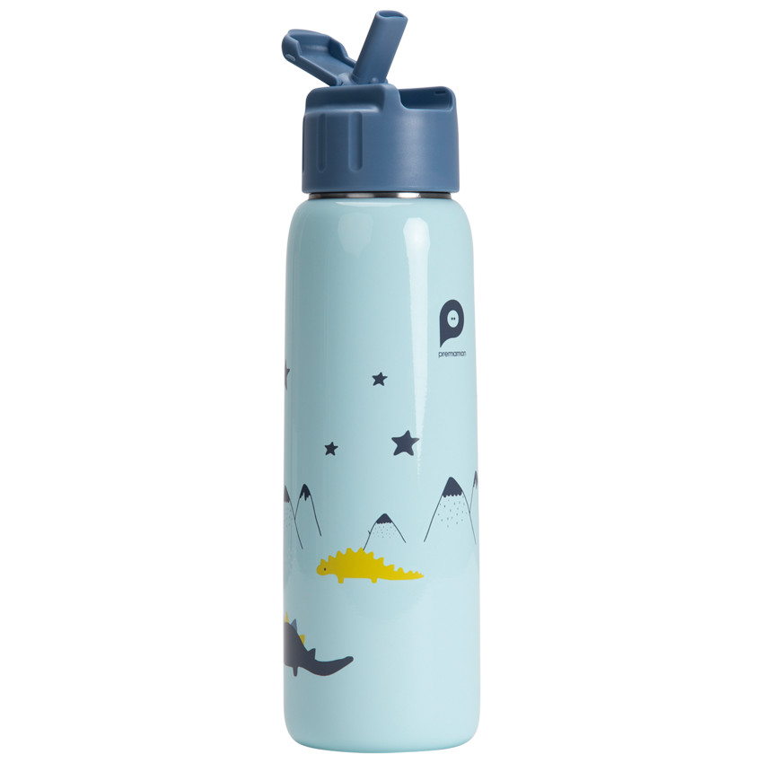 Gourde en métal avec paille 380 ml - Mes amis les dinos 