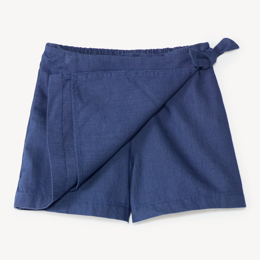 Falda corta niña en tela azul marino 