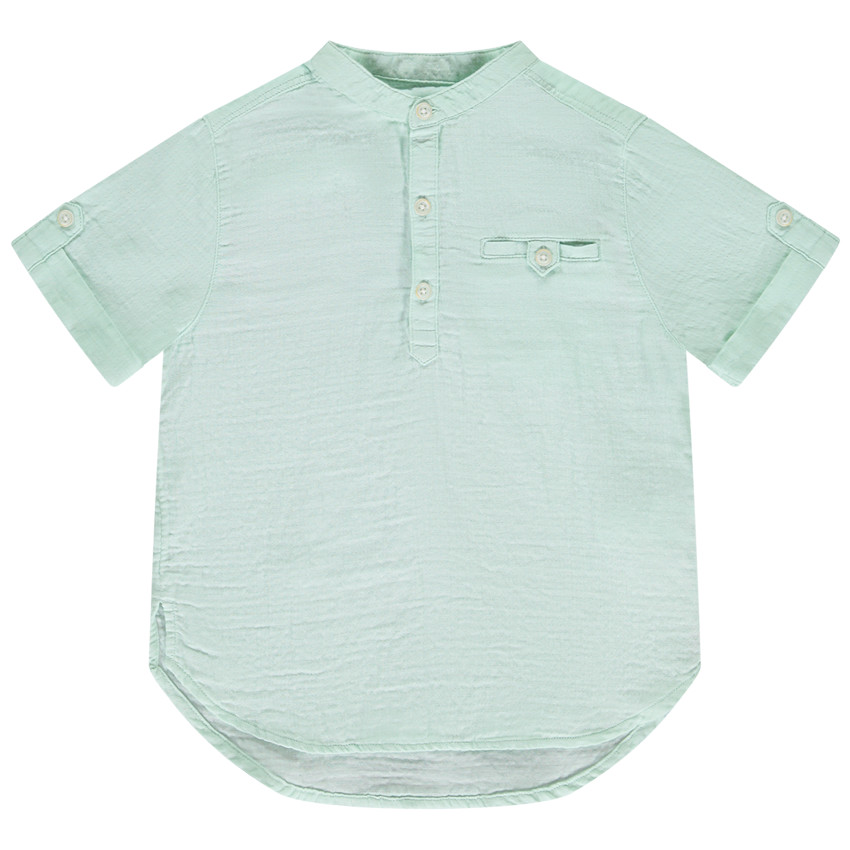 Camiseta de manga corta lisa con cuello camisero para niño 