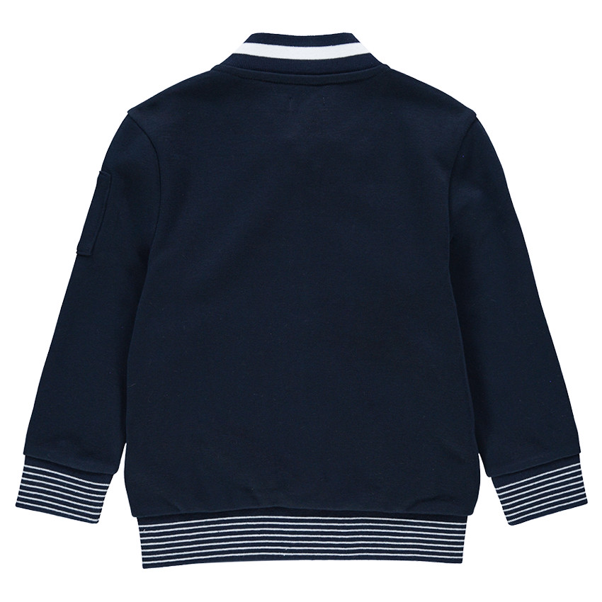 Chaqueta de felpa de estilo teddy con tiburón bordado y bolsillos con cremallera 